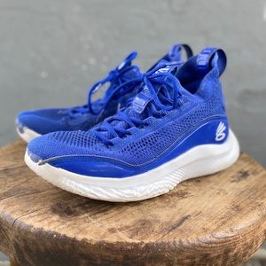 Under Armour Curry 8 Team Basketball Shoes, Size 7.5, Royal/White, Used